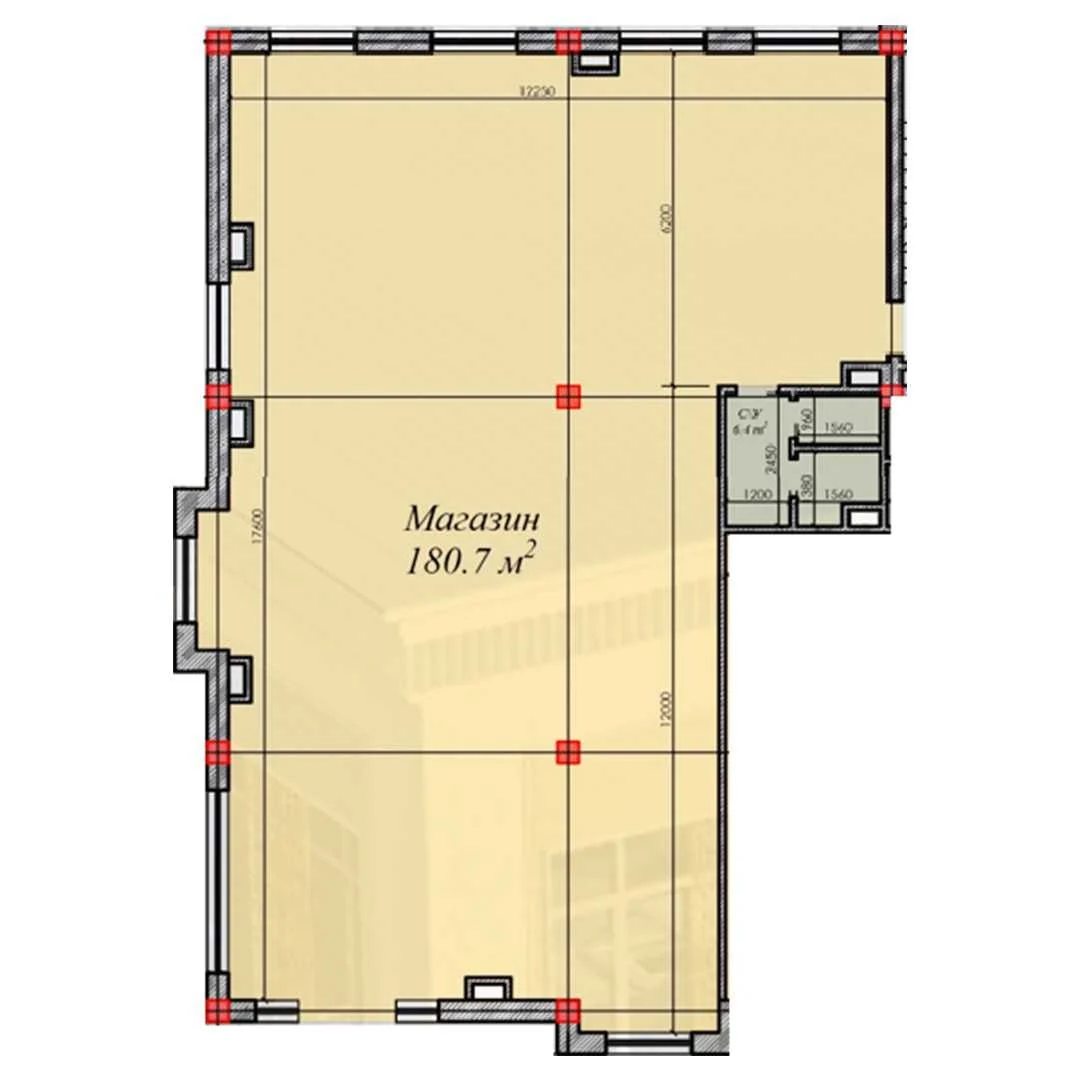 Коммерческое помещение 180.7 м²